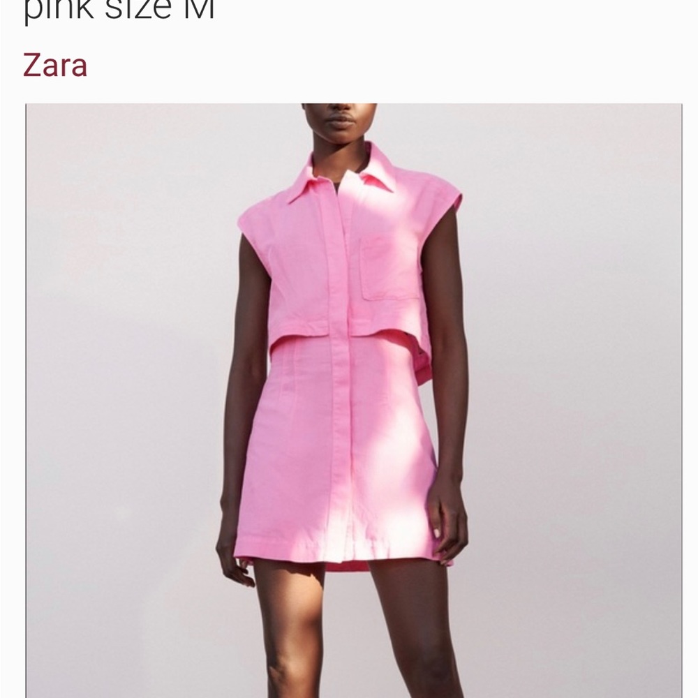 Zara pink linen dress NWT